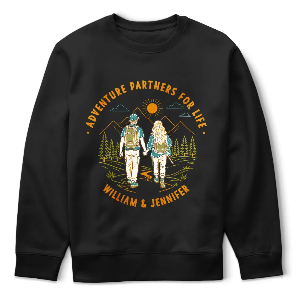 Romantic, Summer, Gift For Couples, Vector - Retro Adventure Partners For Life - Personalized T Shirt