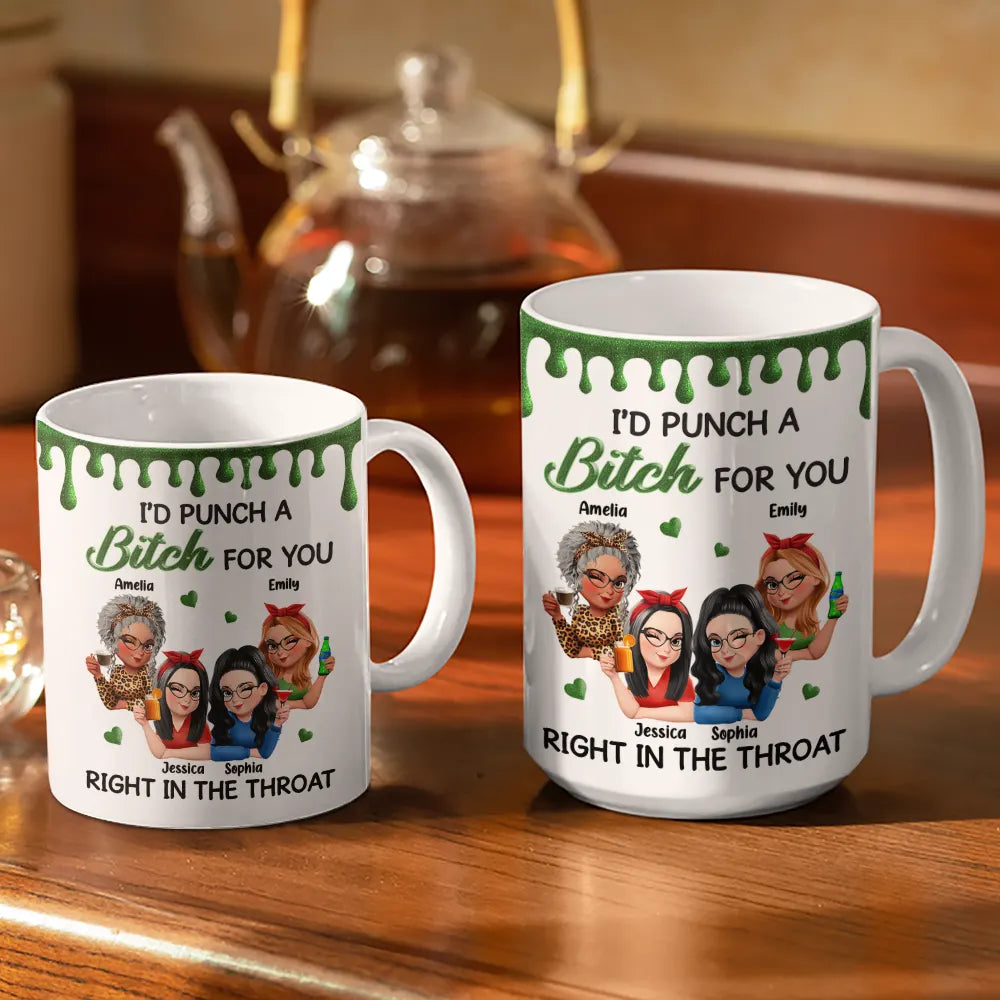 Gift For Bestie,Gifts For Colleagues,Gift For Sisters,Funny,Gift For Sibling - Right In The Throat 3D Bestie - Personalized White Edge-to-Edge Mug