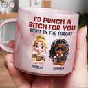 Gift For Bestie,Gift For Sisters,Funny,Gifts For Colleagues - Right In The Throat Besties - Personalized Marble Mug