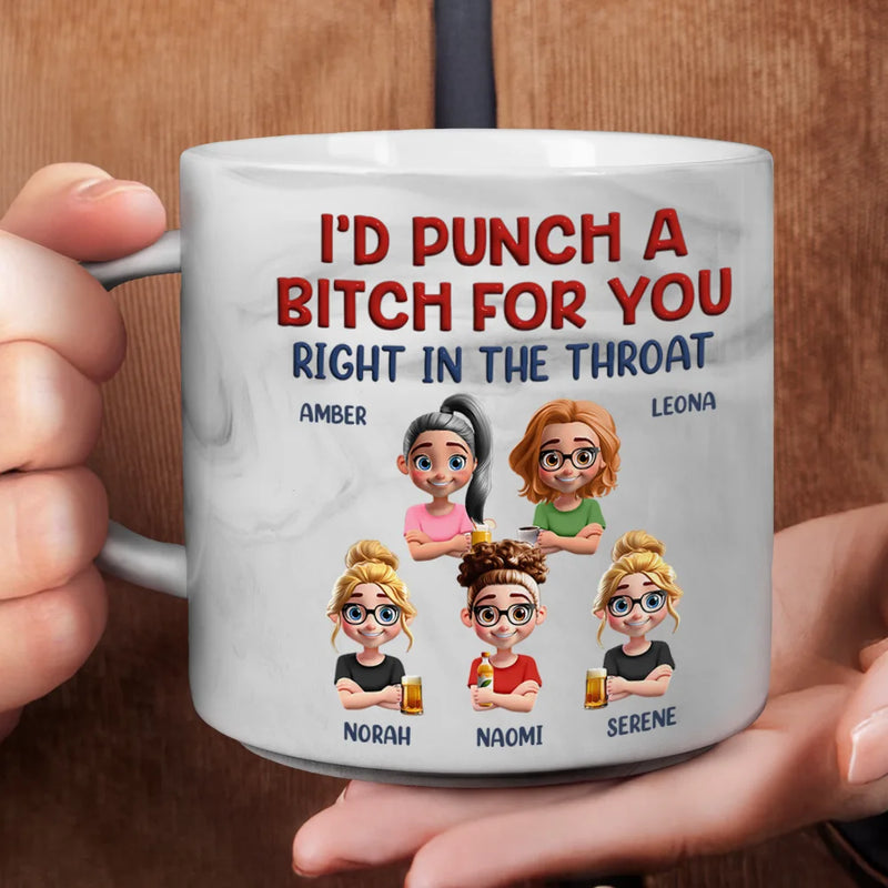 Gift For Bestie,Gift For Sisters,Funny,Gifts For Colleagues - Right In The Throat Besties - Personalized Marble Mug