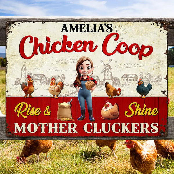 Funny, Farm, Gift For Wife, Gift For Yourself, Gift For Women - Rise And Shine Mother Cluckers - Personalized Classic Metal Signs