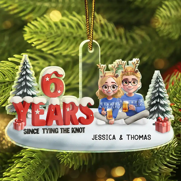 Gift For Couples,Gift For Husband,Gift For Wife,Christmas,Wedding,Love - Since Tying The Knot - Personalized Custom Shaped Acrylic Ornament