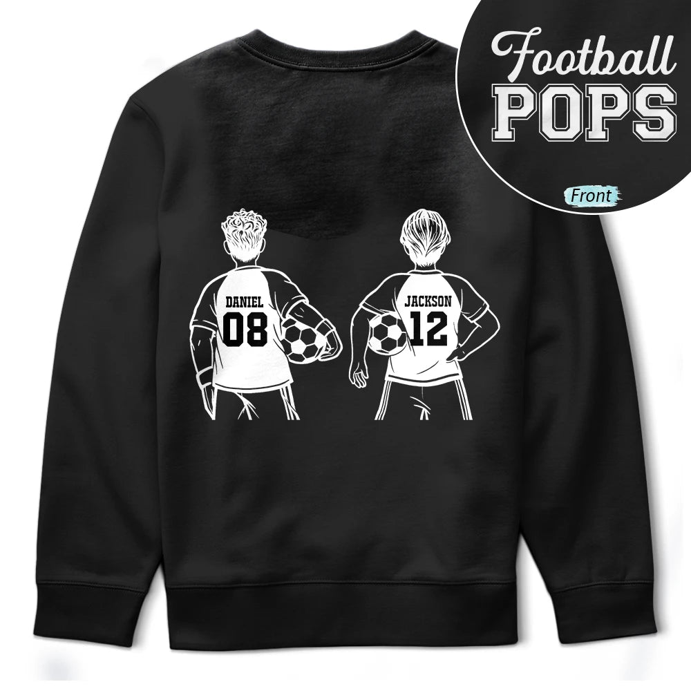 Gift For Father,Gift For Grandpa,Football (Soccer),Non-Eng,Icon,Confident - Soccer Football Dad Papa Kids Backside Line Art - Personalized T Shirt