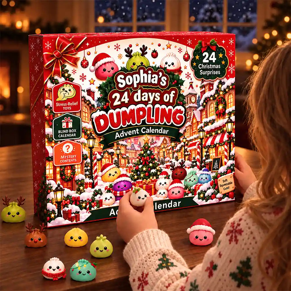 Adorable,Christmas,Custom Text,Gift For Kids - Squishy 24 Days Of Dumpling Festive Gift For Kids - Personalized Christmas Countdown Advent Calendar