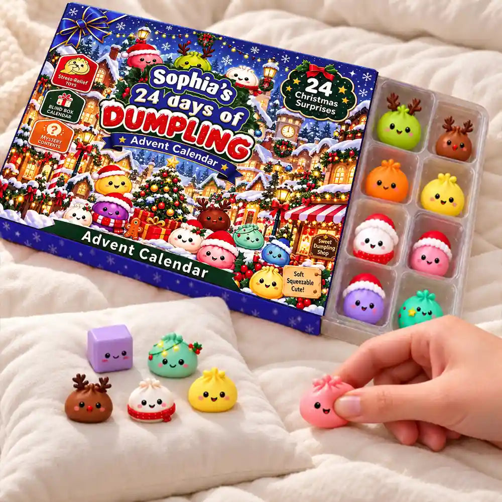 Adorable,Christmas,Custom Text,Gift For Kids - Squishy 24 Days Of Dumpling Festive Gift For Kids - Personalized Christmas Countdown Advent Calendar