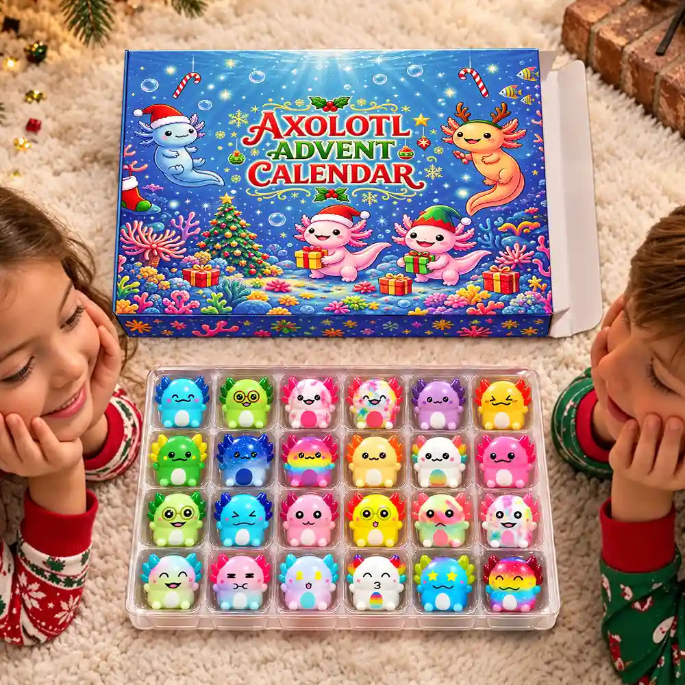 Adorable,Christmas,Gift For Kids,No Custom - Squishy Axolotl Gift For Kids - Personalized Winter Christmas Countdown Advent Calendar