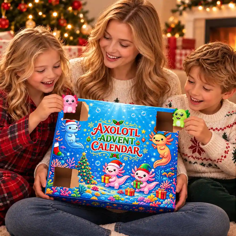Adorable,Christmas,Gift For Kids,No Custom - Squishy Axolotl Gift For Kids - Personalized Winter Christmas Countdown Advent Calendar