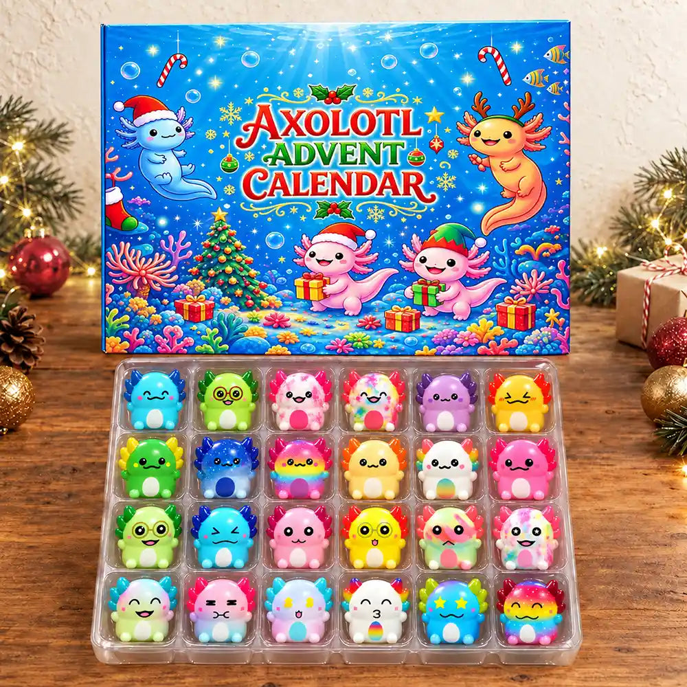 Adorable,Christmas,Gift For Kids,No Custom - Squishy Axolotl Gift For Kids - Personalized Winter Christmas Countdown Advent Calendar