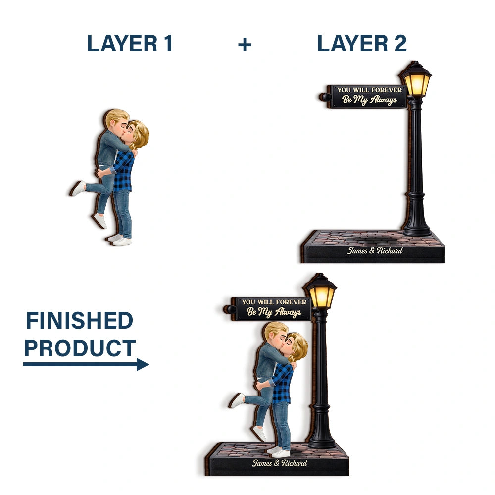 Gift For Couples,Gift For Husband,Gift For Wife,Gift For Boyfriend,Gift For Girlfriend,LGBT,Love,Dog Couple,Pet Couple - Standing Couple You And Me We Got This Under The Light - Personalized Custom Shaped Wooden Plaque