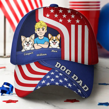 Stars And Stripes Dog Cat Dad Mom Retro Style Pet Lover - Personalized Classic Cap