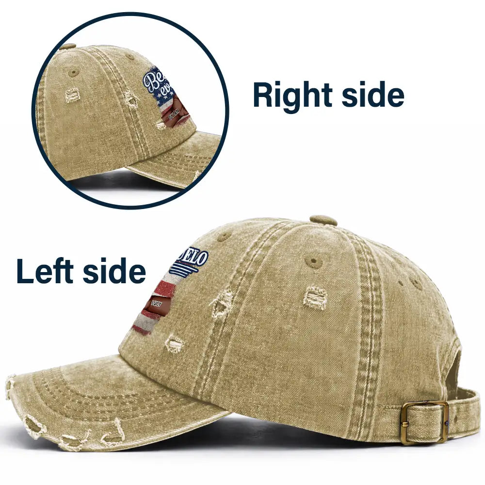 Happy,Gift For Father,Gift For Grandpa,Gift For Men,Independence Day,America 250th,Icon,Adorable - Stars & Stripes Best Dad Grandpa Ever Fist Bump - Personalized Distressed Cap