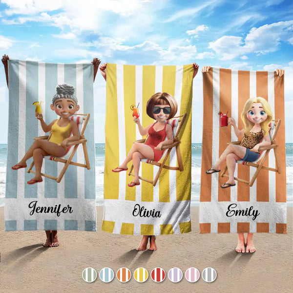 Happy, Summer, Beach, wimming, Poolside, Gift For Yourself, Gift For Women, Gift For Men, Gift For Bestie - Summer Is Calling Vacation 3D Cartoon - Personalized Beach Towel
