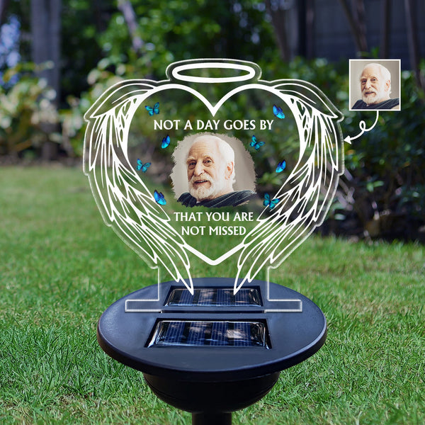 Custom Photo Not A Day Goes By That You Are Not Missed - Memorial Gift For Family, Friends, Siblings - Personalized Solar Light