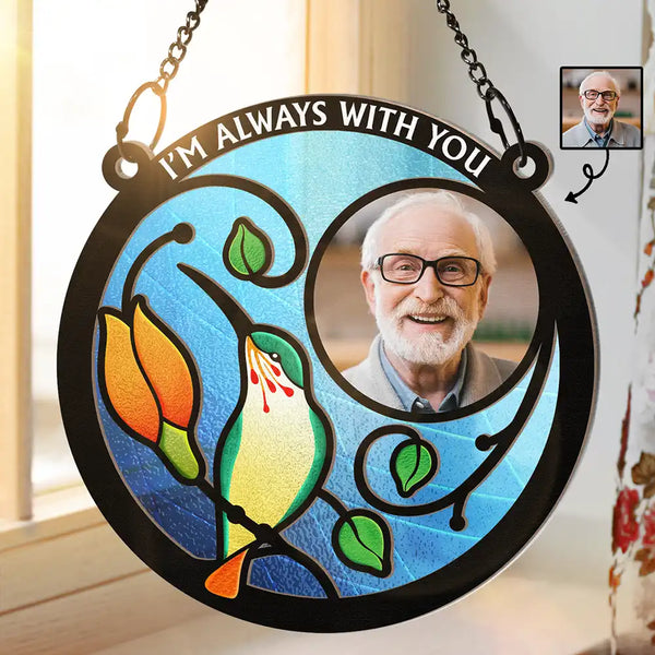 Custom Photo Hummingbird And Flower Memorial Parent - Personalized Window Hanging Suncatcher Ornament