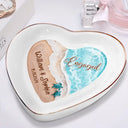 Gift For Couples, Gift For Husband, Gift For Wife, Wedding, Gift For Boyfriend, Gift For Girlfriend - Married Engaged Couple & The Sea Wedding - Personalized Heart Ring Dish