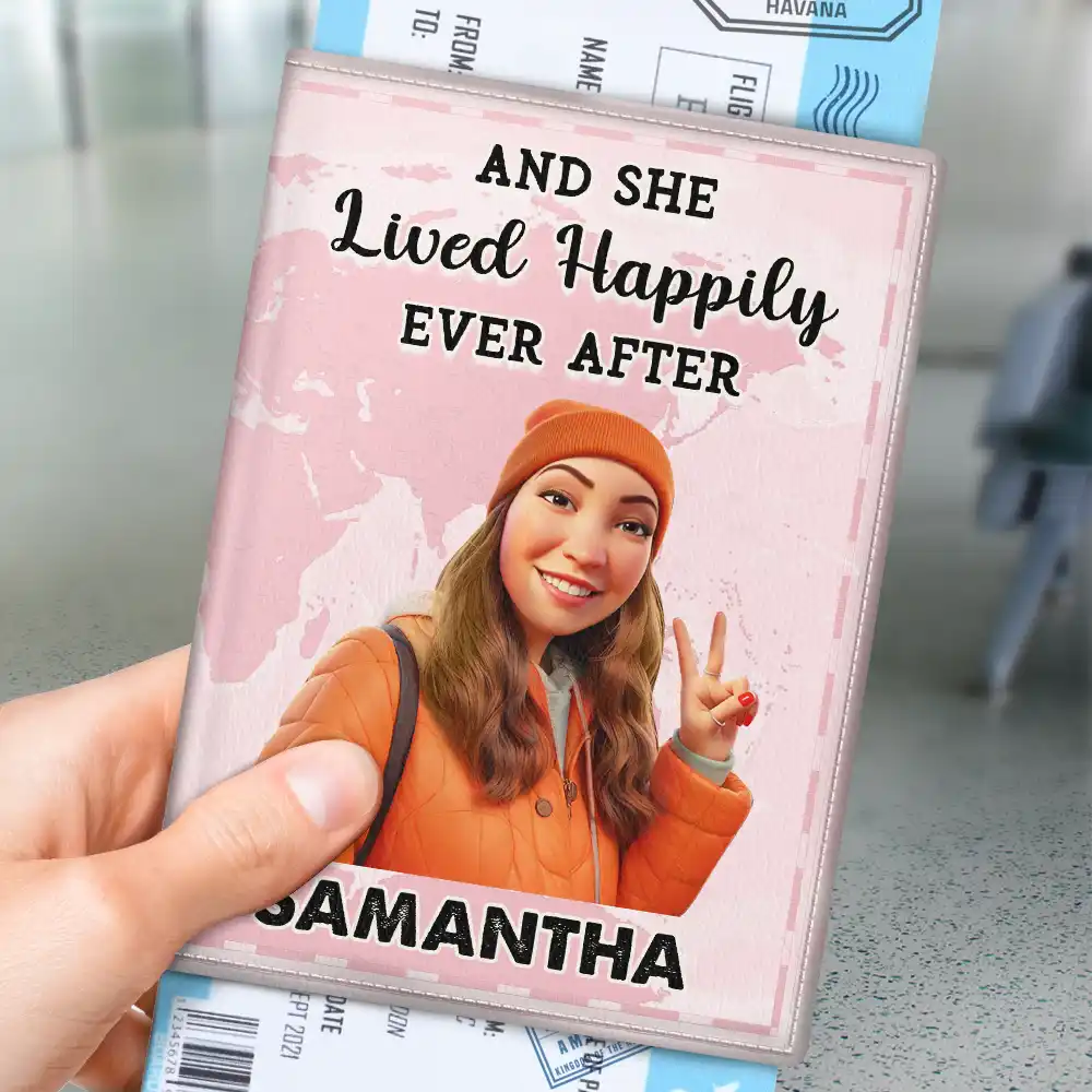 Travel,Gift For Yourself,Gift For Women,Gift For Men - Custom Photo Cartoon Portrait Just A Girl Who Loves Traveling - Personalized Passport Cover, Passport Holder