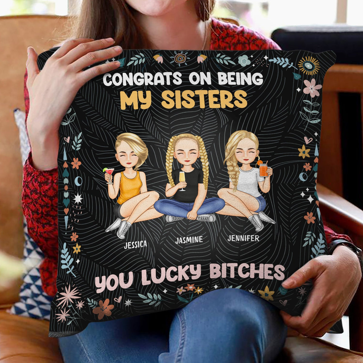 Flower To My Bestie Congrats On Being My Bestie - Gift For Bestie - Personalized Pillow