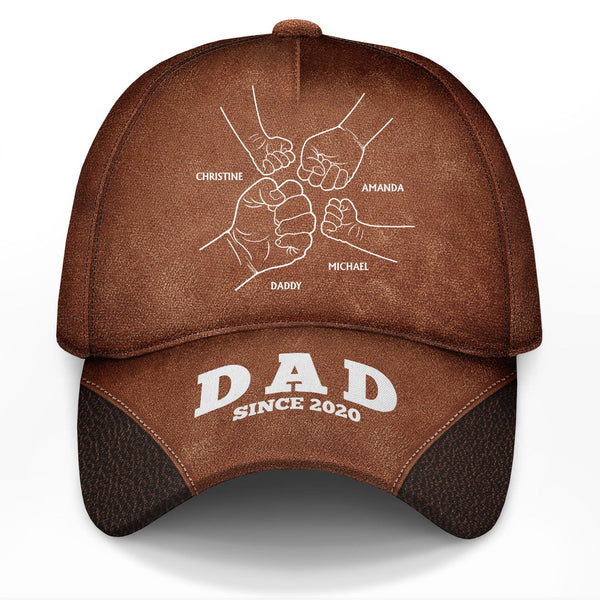 Hand Punch Line Sketch Dad Since - Personalized Classic Cap