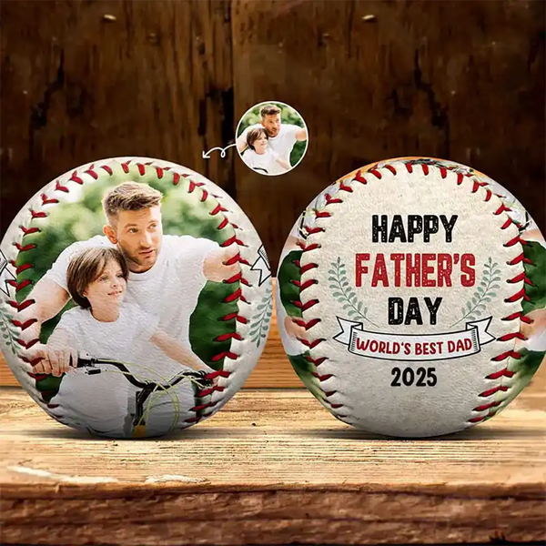 Custom Photo Happy Father's Day - Personalized Baseball, Softball