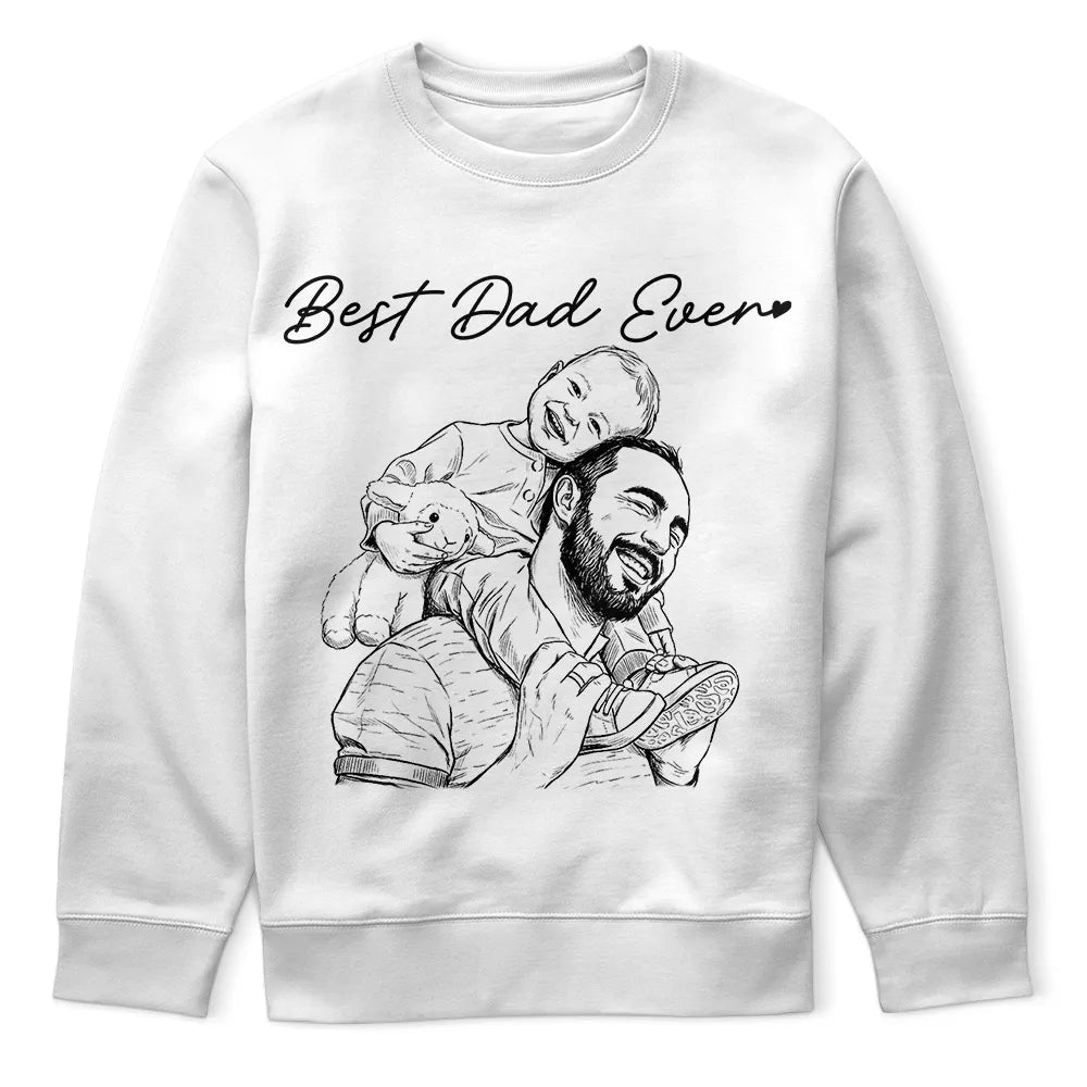 Gift For Father,New Dad,Gift For Grandpa,Top Market,Non-Eng,Photo - Pencil Sketch,Adorable - Custom Photo Pencil Sketch Best Dad Grandpa Ever Portrait - Personalized T Shirt
