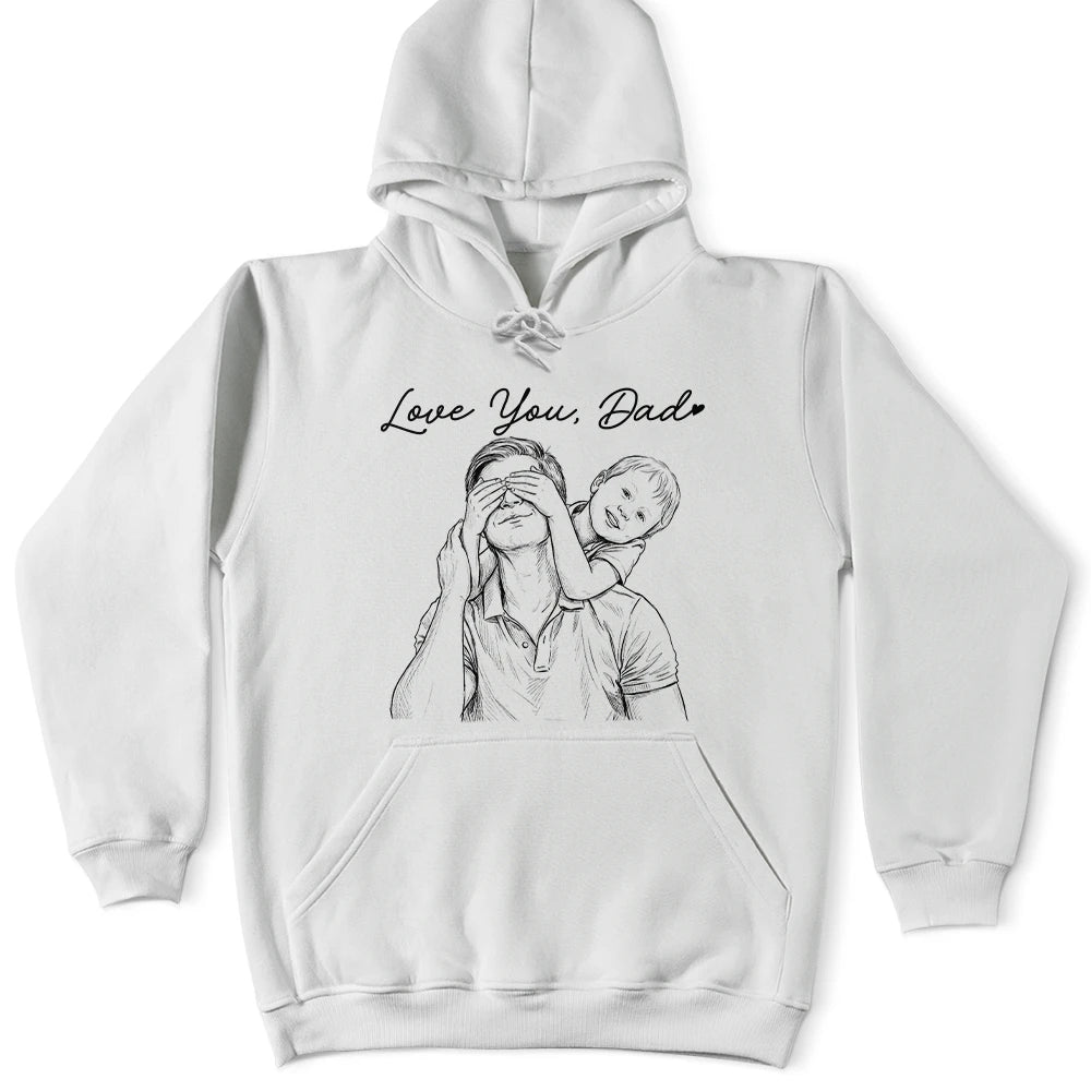 Gift For Father,New Dad,Gift For Grandpa,Top Market,Non-Eng,Photo - Pencil Sketch,Adorable - Custom Photo Pencil Sketch Best Dad Grandpa Ever Portrait - Personalized T Shirt