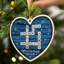 Family,Christmas,Love - Crossword All Hearts Come Home For Christmas - Personalized Custom Shaped Wooden Ornament