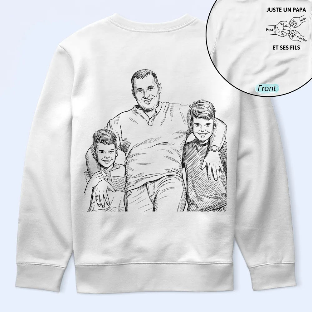 Gift For Father,Dad - Daughter (Young),Gift For Daughter,Gift For Children,Custom Photo,Art Design,French,Non-Eng,Proud,Photo - Pencil Sketch - Remove BG - Photo Personnalisée Croquis Au Crayon Photo Personnalisée Croquis Au Crayon Juste Un Papa Et Sa Fille - T-Shirt Personnalisé
