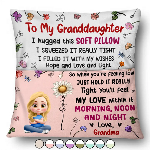 Gift For Grandma,Grandma,Grandkids,Gift For Daughter,Happy - Grandma Mother Hugged This Soft Pillow Birth Month Flower - Personalized Pocket Pillow