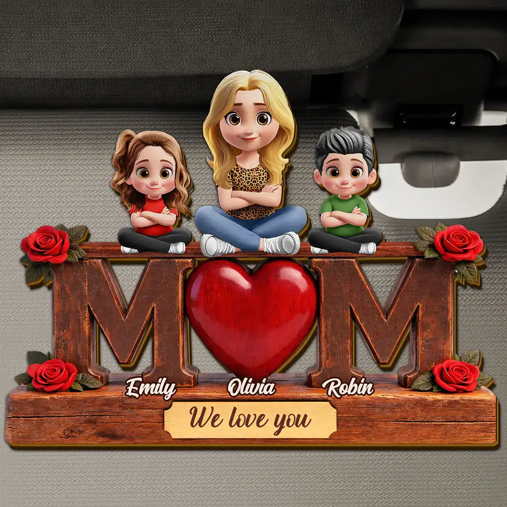 Gift For Mother,Mom - Children,Happy - Mother & Children Mom We Love You - Personalized Custom Shaped Car Visor Clip