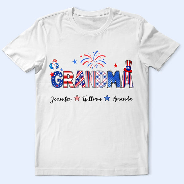 Gift For Mother, Gift For Grandma, America 250th, Happy - Stars & Stripes Mom Grandma Patriotic Title - Personalized T Shirt