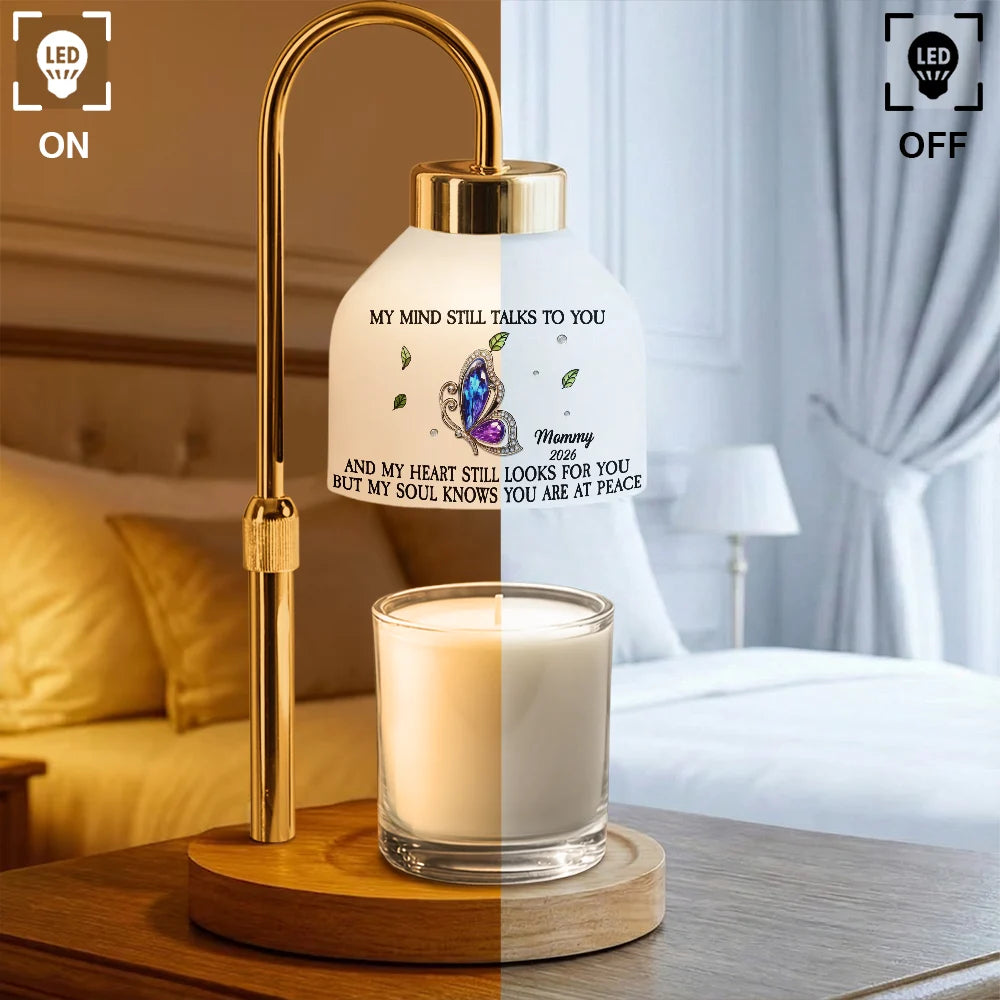 Memorial,Gift For Father,Gift For Mother,Sad,Family - Memorial My Mind Still Talks To You - Personalized Candle Warmer Lamp