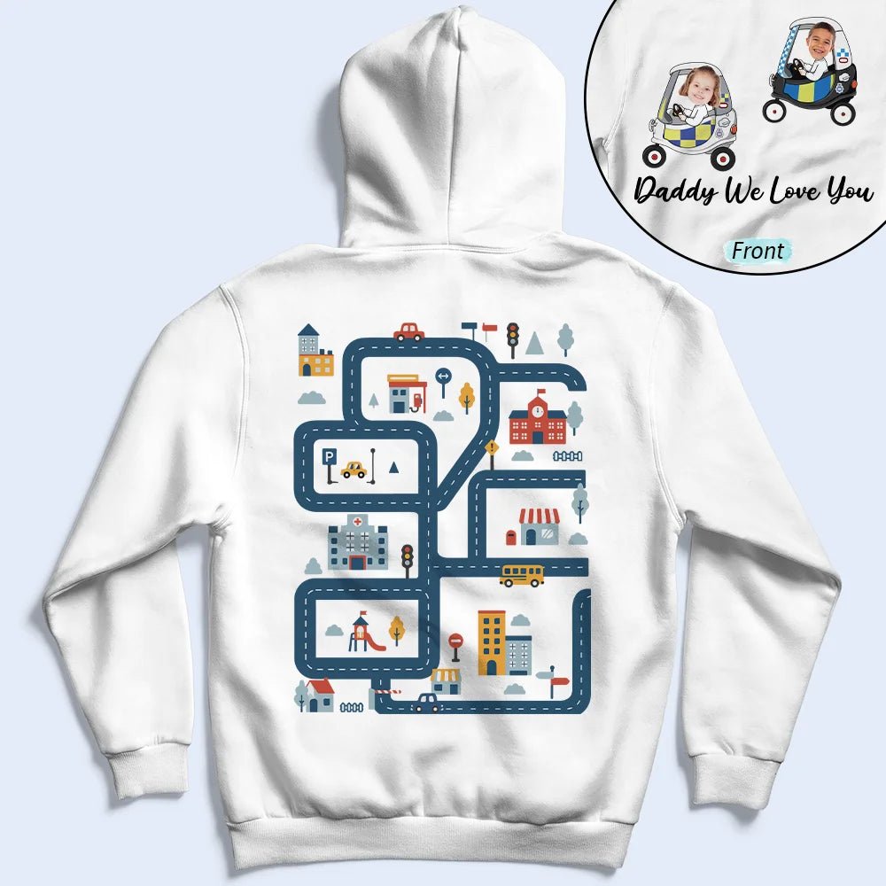 Custom Photo,Gift For Father,Dad - Children,Non-Eng,Photo,Adorable - Custom Photo Funny Car Race On Back I Love You - Personalized T Shirt