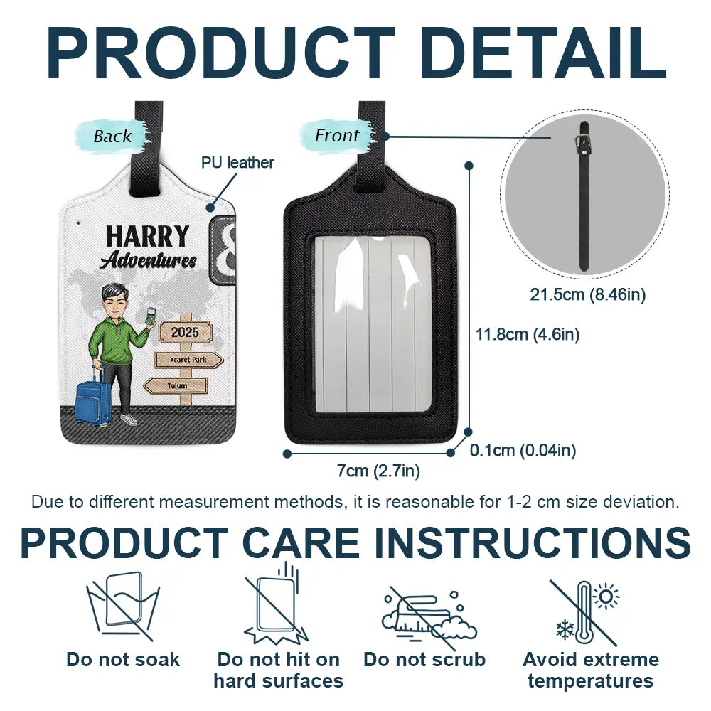 Gift For Couples,Gift For Husband,Gift For Wife,Travel,Happy,Gift For Boyfriend,Gift For Girlfriend - Couple Travel Adventures Sign Post - Personalized Combo 2 Luggage Tags