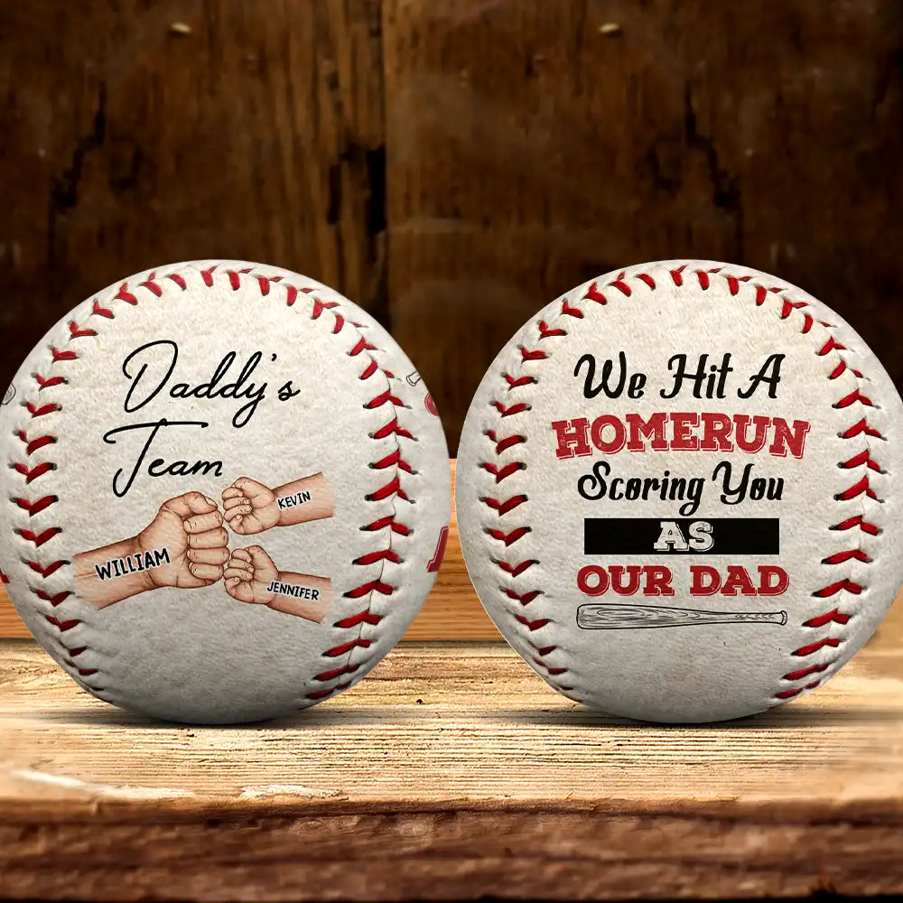 Baseball,Gift For Father,Dad - Children - We Hit A Homerun Scoring You As Our Dad Fist Punch - Personalized Baseball, Softball