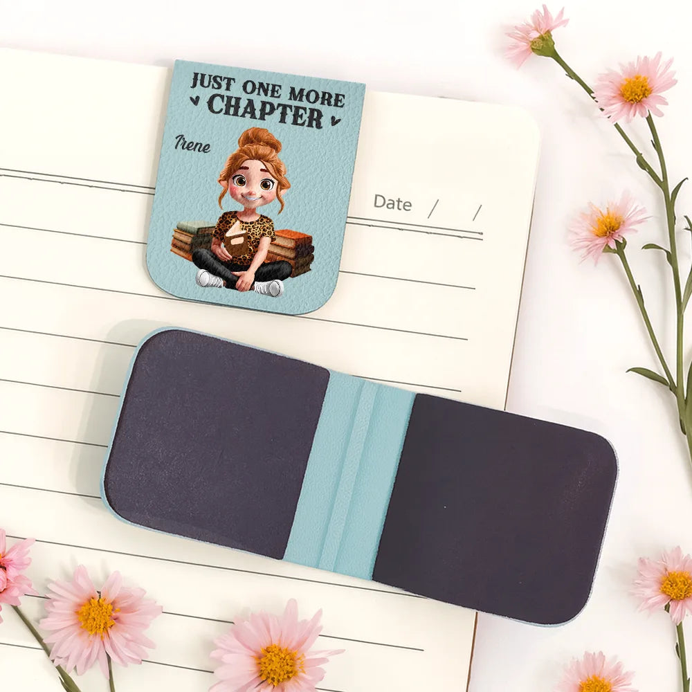 Gift For Yourself,Reading,Gift For Women,Gift For Men,Happy,Top Market - Just One More Chapter 3D Effect Reading Woman Man - Personalized Leather Magnetic Bookmark