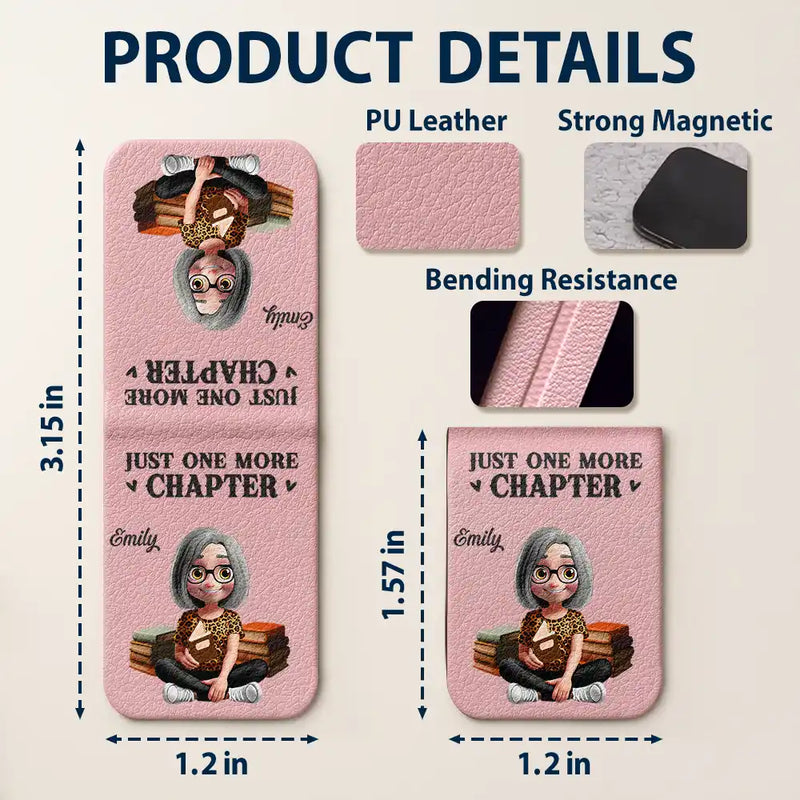 Gift For Yourself,Reading,Gift For Women,Gift For Men,Happy,Top Market - Just One More Chapter 3D Effect Reading Woman Man - Personalized Leather Magnetic Bookmark