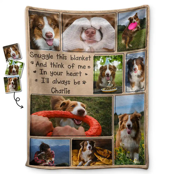Custom Photo Snuggle This Blanket And Think Of Me Memorial - Personalized Fleece Blanket, Sherpa Blanket