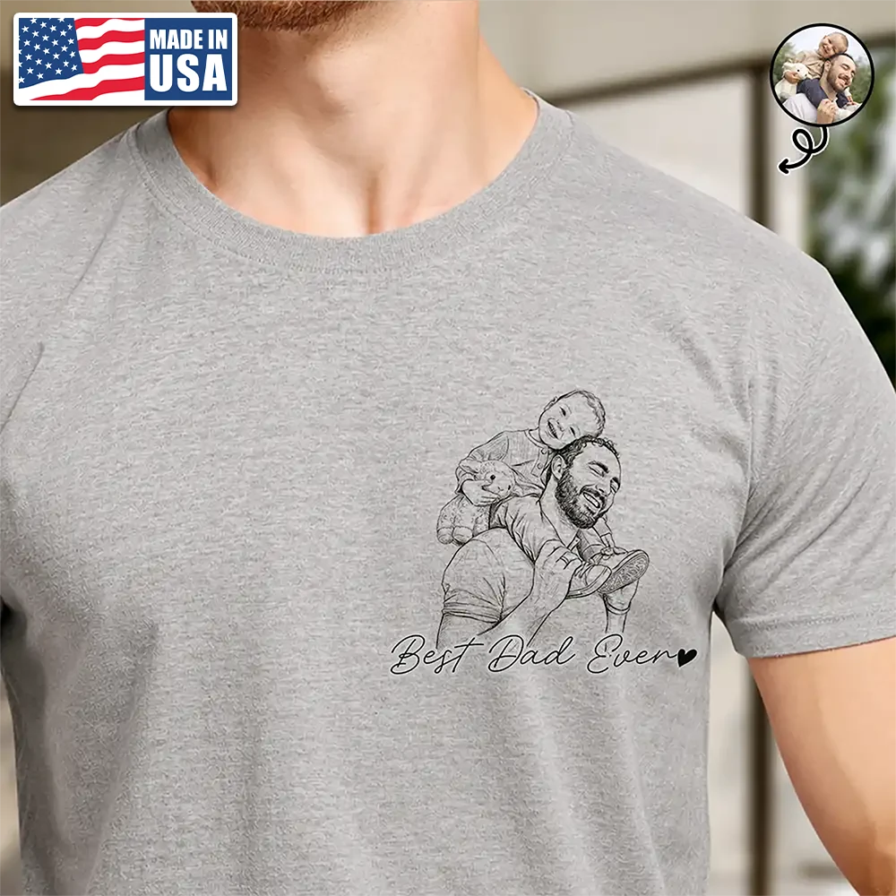 Custom Photo,Gift For Father,Gift For Mother,Family,Happy,Non-Eng,Photo - Pencil Sketch,Playful - Custom Photo Pencil Sketch Family Dog Cat Portrait - Personalised T Shirt