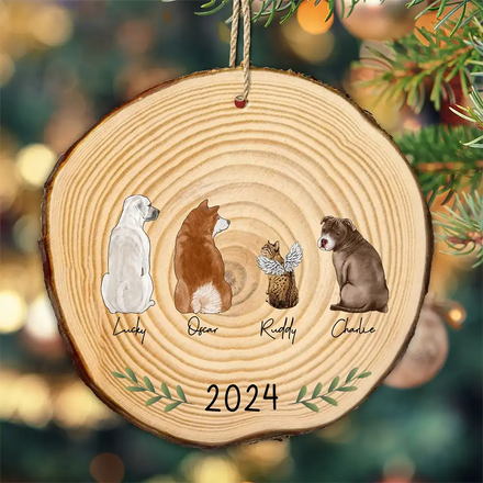 My Dogs Cats Pet 2024 - Gift For Dog Cat Lovers - Personalized Wood Slice Ornament