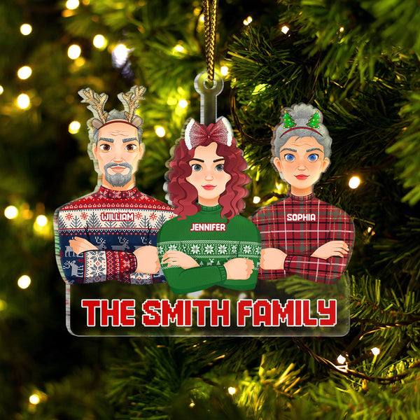 Flat Art All - Christmas Gift For Family, Couple, Parents, Grandparents - Personalized Cutout Acrylic Ornament