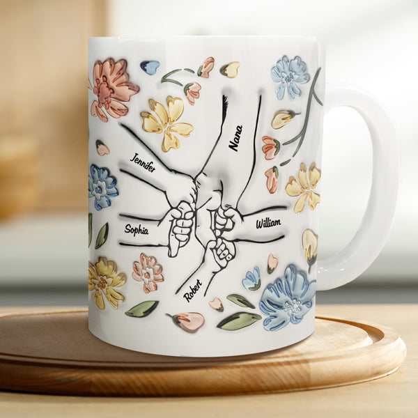 Hand In Hand, I Will Always Protect You - Gift For Mom, Grandma - 3D Inflated Effect Printed Mug, Personalized White Edge-to-Edge Mug