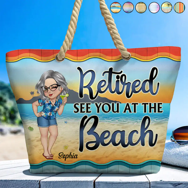 Retired See You At The Beach - Personalized Beach Bag