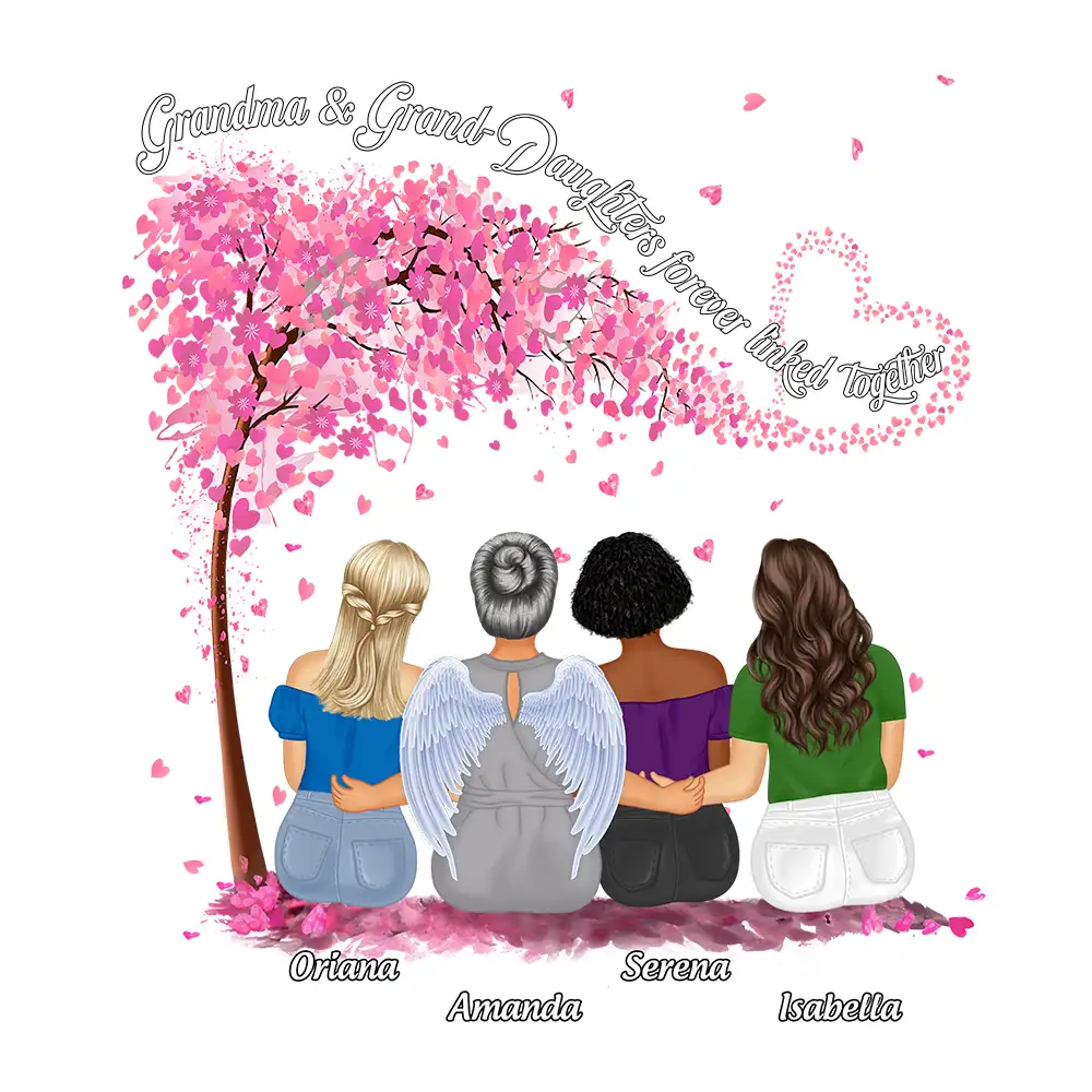 Mother & Daughters Forever Linked Together - Personalized Decor Decal