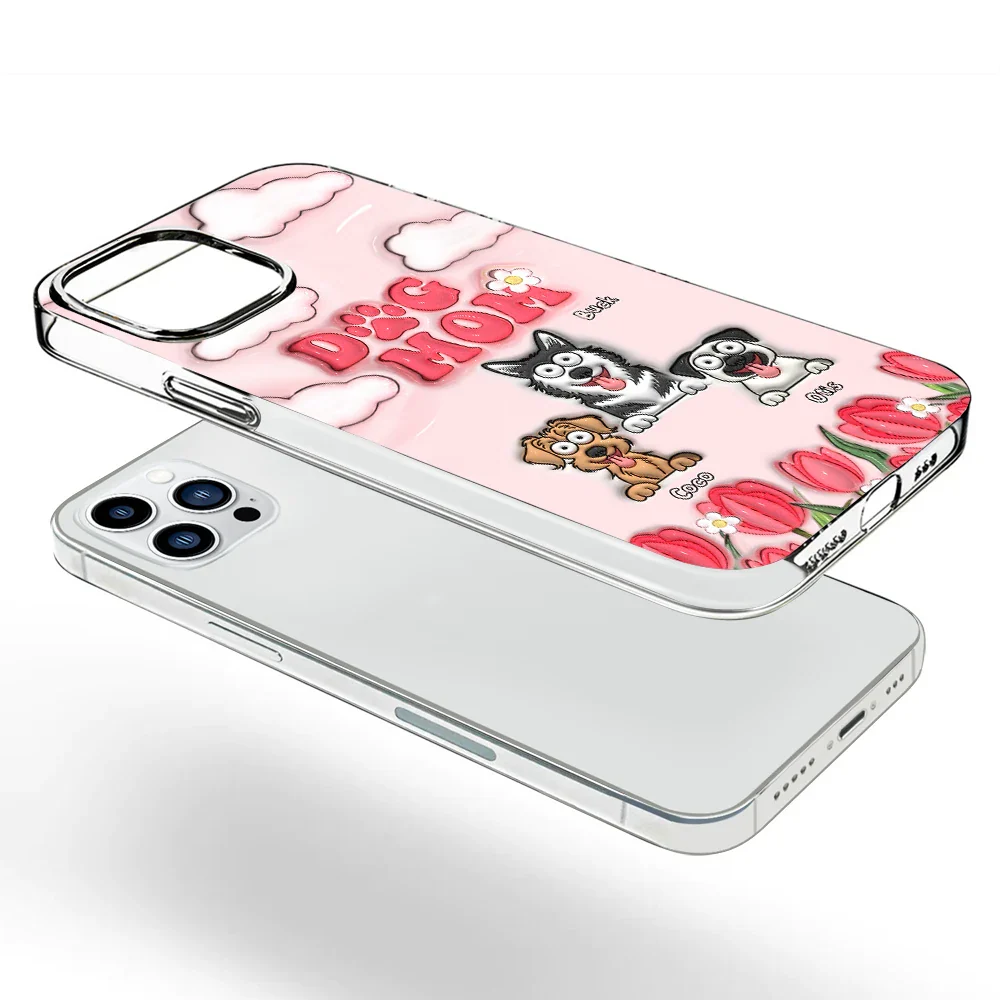 Dog Mom Cat Mom Fur Mom Flower - 3D Inflated Effect Printed Personalized Clear Phone Case