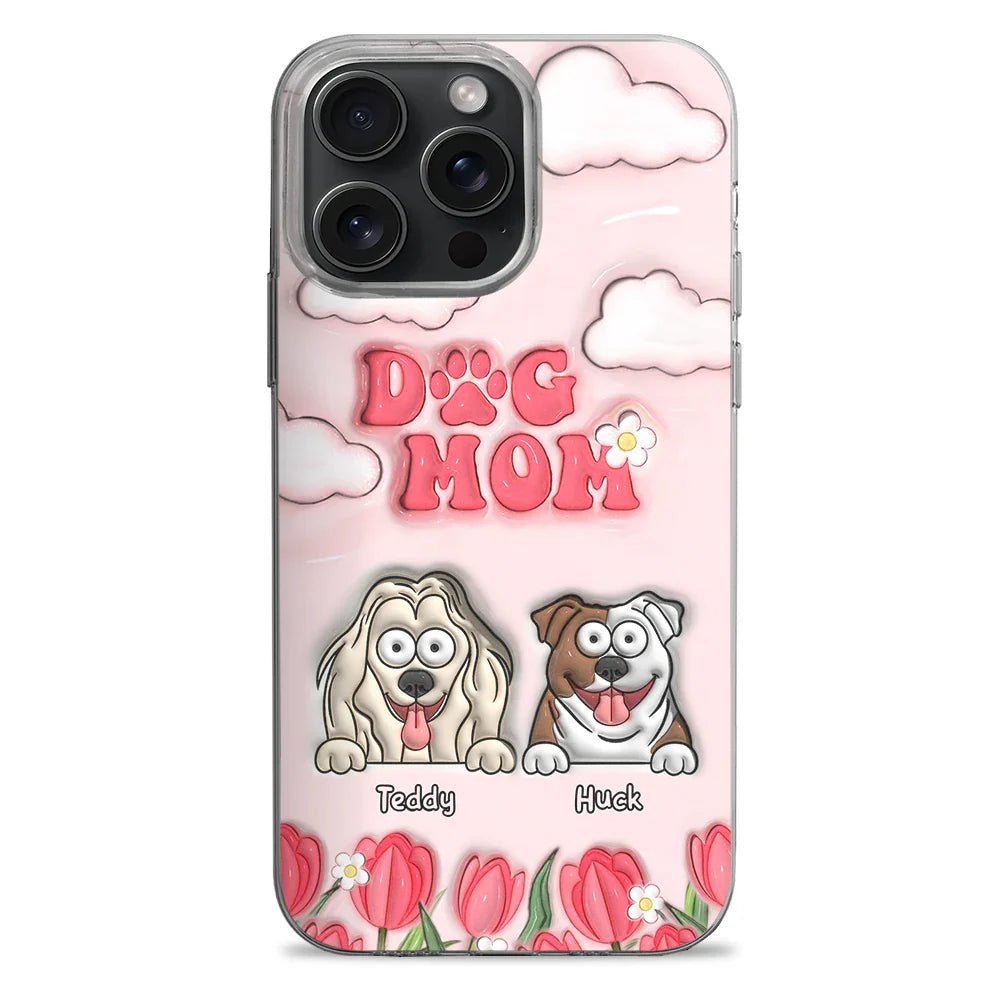 Dog Mom Cat Mom Fur Mom Flower - 3D Inflated Effect Printed Personalized Clear Phone Case
