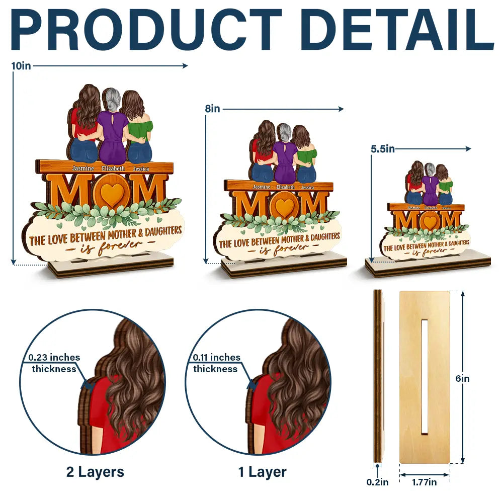 The Love Between Mother & Daughter Is Forever - Personalized Custom Shaped 2-Layered Wooden Plaque