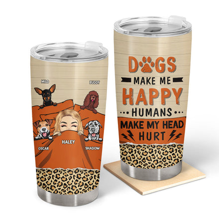 Dog Lovers Chibi Girl Humans Make My Head Hurt - Personalized Custom Tumbler