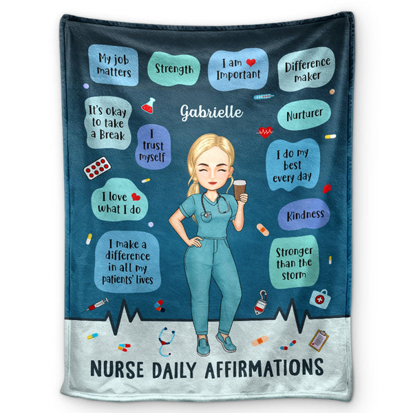 Nurse Daily Affirmation - Gift For Nurse - Personalized Fleece Blanket