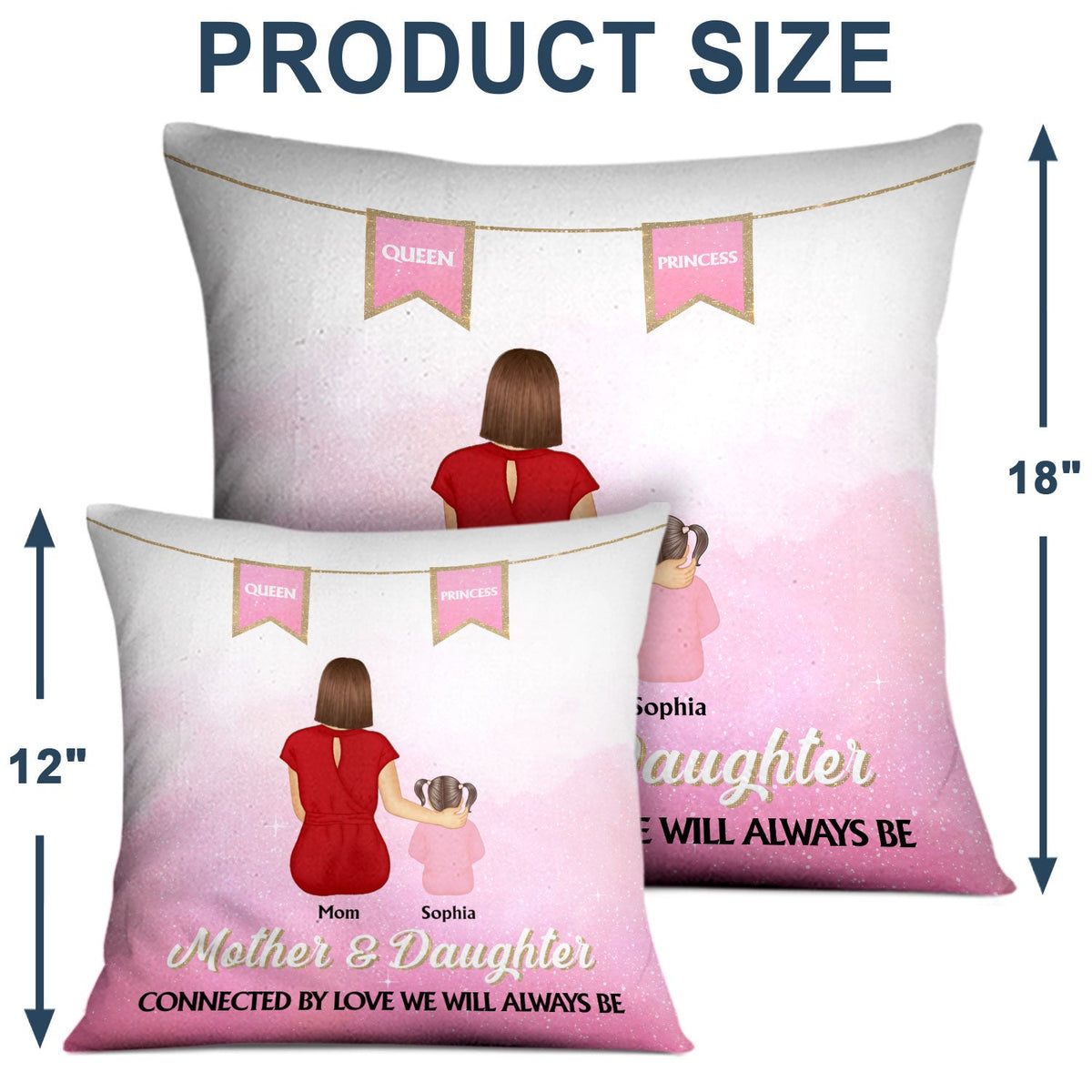 Connected By Love - Gift For Mother & Daughter - Personalized Pillow
