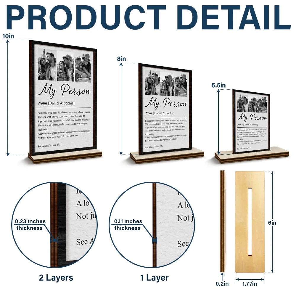 Custom Photo,Gift For Couples,LGBT,Old Couples,Gift For Women,Gift For Men,Gift For Husband,Gift For Wife,Gift For Boyfriend,Gift For Girlfriend,Love - Custom Photo Couple My Person Definition - Personalized Custom Shaped 2-Layered Wooden Plaque